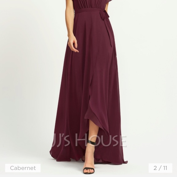 Jjhouse A-line Scoop, Asymmetrical, Chiffon bridesmaids dress with ruffle - Picture 6 of 6